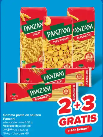 Carrefour Gamma pasta en sauzen panzani aanbieding