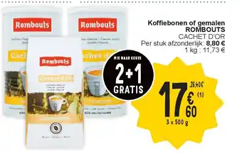 Cora Koffiebonen of gemalen ROMBOUTS aanbieding