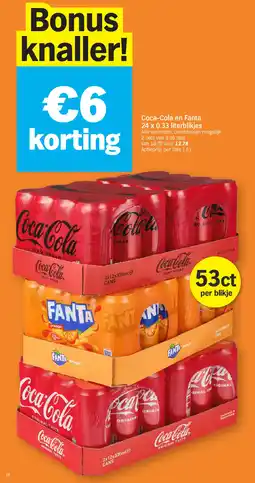 Albert Heijn Coca-Cola en Fanta 24 x 0.33 literblikjes aanbieding