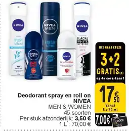 Cora Deodorant spray en roll on NIVEA aanbieding