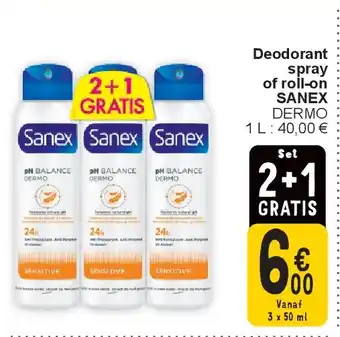 Cora Deodorant spray of roll-on SANEX aanbieding