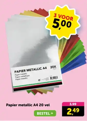 Boekenvoordeel Papier metallic A4 20 vel aanbieding