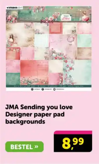 Boekenvoordeel JMA Sending you love Designer paper pad backgrounds aanbieding