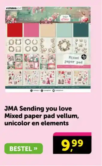 Boekenvoordeel JMA Sending you love Mixed paper pad vellum, unicolor en elements aanbieding