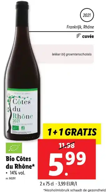 Lidl Bio côtes du rhône aanbieding