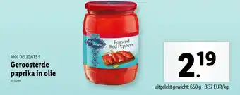 Lidl 1001 delights geroosterde paprika in olie aanbieding