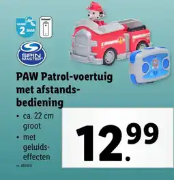 Lidl Paw patrol voertuig met afstands bediening aanbieding