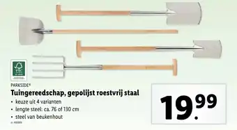 Lidl Parkside tuingereedschap gepolijst roestvrij staal aanbieding