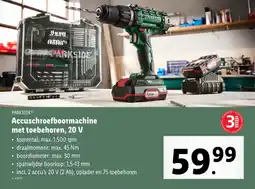 Lidl Parkside accuschroefboormachine met toebehoren 20 V aanbieding