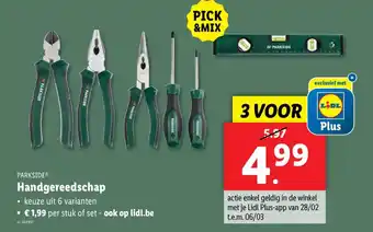 Lidl Parkside handgereedschap aanbieding