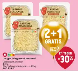 Delhaize Lasagne bolognese of macaroni aanbieding