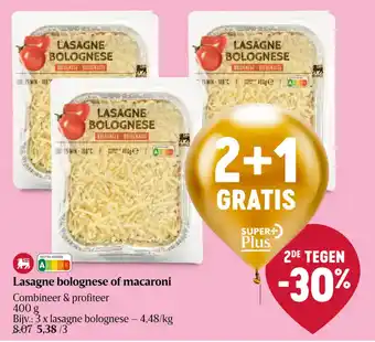 Delhaize Lasagne bolognese of macaroni aanbieding