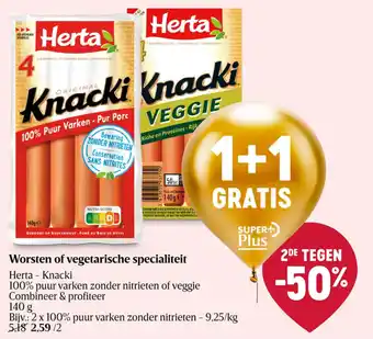 Delhaize Herta Knacki Worsten of vegetarische specialiteit aanbieding