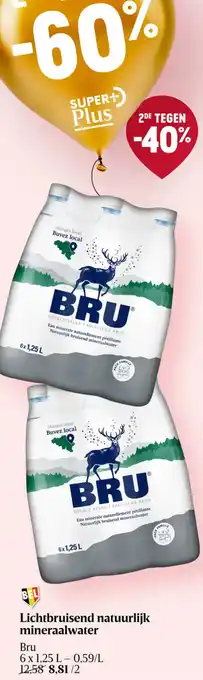 Delhaize Bru Lichtbruisend natuurlijk mineraalwater aanbieding