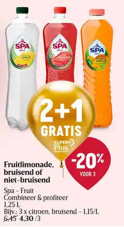 Delhaize Spa  fruit fruitlimonade bruisend of niet-bruisend aanbieding