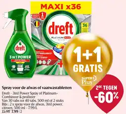 Delhaize Dreft spray voor de afwas of vaatwastabletten aanbieding