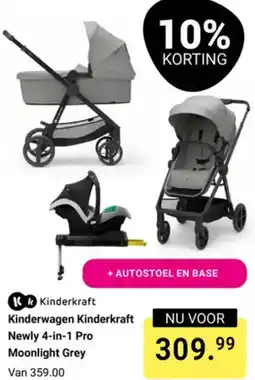 Van Asten BabySuperstore Kinderkraft kinderwagen Newly 4-in-1 Pro Moonlight Grey aanbieding