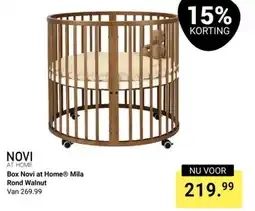 Van Asten BabySuperstore Novi at home box mila rond walnut van 269.99 aanbieding