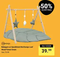 Van Asten BabySuperstore MorDesign Babygym en Speelkleed Leaf Wood Forest Green aanbieding