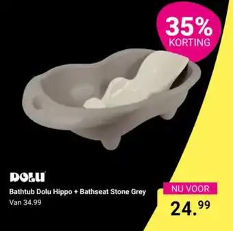 Van Asten BabySuperstore Dolu Bathtub Hippo + Bathseat Stone Grey aanbieding