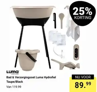 Van Asten BabySuperstore Bad & Verzorgingsset Luma Hydrofiel Taupe/Black aanbieding