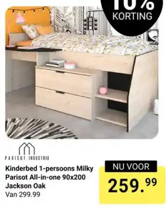 Van Asten BabySuperstore Kinderbed 1-persoons Milky Parisot All-in-one Jackson Oak aanbieding