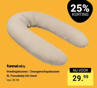 Van Asten BabySuperstore Voedingskussen / Zwangerschapskussen XL Funnababy Uni Sand aanbieding