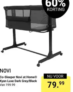 Van Asten BabySuperstore Novi at Home Co-Sleeper  Kyan Luxe Dark Grey/Black aanbieding