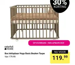 Van Asten BabySuperstore Colorfull home box inklapbaar hugo basic beuken taupe aanbieding