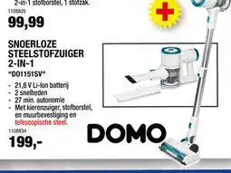 Hubo Domo Snoerloze Steelstofzuiger 2-in-1 aanbieding