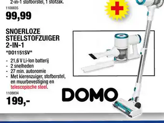 Hubo Domo Snoerloze Steelstofzuiger 2-in-1 aanbieding