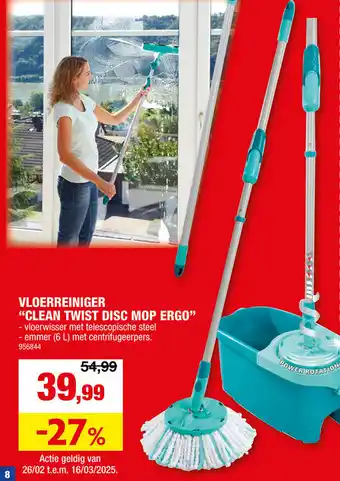 Hubo Vloerreiniger Clean Twist Disc Mop Ergo aanbieding