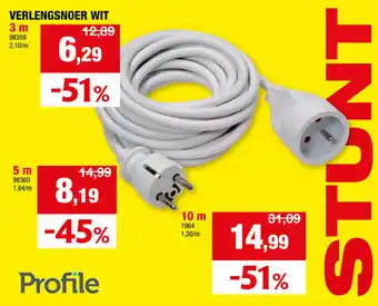 Hubo Profile Verlengsnoer Wit aanbieding