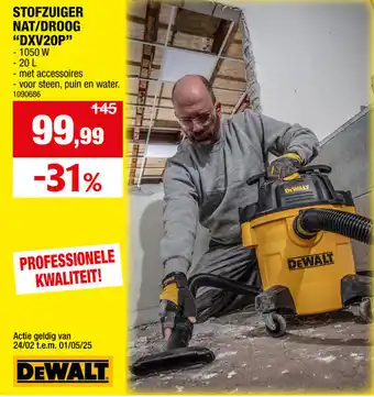 Hubo DeWalt Stofzuiger Nat / Droog DXV20P aanbieding