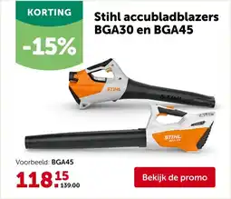 AVEVE Stihl accubladblazers BGA30 en BGA45 aanbieding