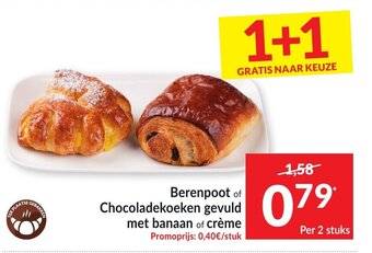 Intermarché Berenpoot of Chocoladekoeken gevuld met banaan of creme aanbieding