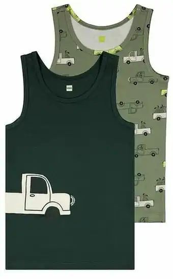 HEMA HEMA Kinderhemden Katoen/stretch Auto - 2 Stuks Groen (groen) aanbieding