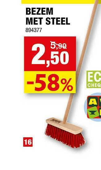 Hubo Bezem Met Steel aanbieding
