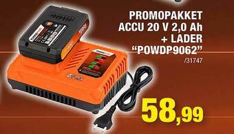 Hubo Promopakket Accu 20 V 2,0 Ah + Lader aanbieding