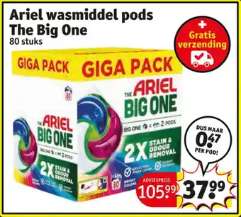 Kruidvat Ariel wasmiddel pods The Big One aanbieding