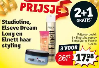 Kruidvat Studioline, Elseve Dream Long en Elnett haar styling aanbieding