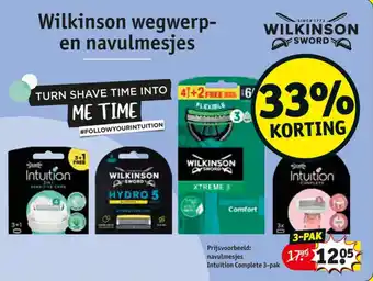 Kruidvat Wilkinson wegwerp en navulmesjes aanbieding