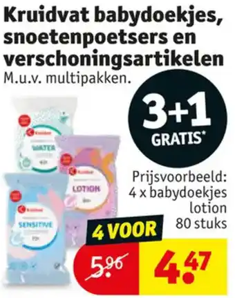 Kruidvat Kruidvat babydoekjes, snoetenpoetsers en verschoningsartikelen aanbieding