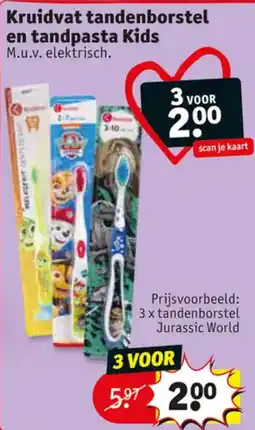 Kruidvat Kruidvat tandenborstel en tandpasta Kids aanbieding