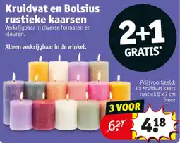 Kruidvat Kruidvat en Bolsius rustieke kaarsen aanbieding