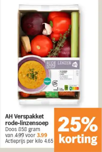 Albert Heijn AH Verspakket rode-linzensoep aanbieding