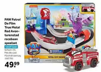 Intertoys Paw patrol de film true metal red avonturenstad racebaan speelset aanbieding