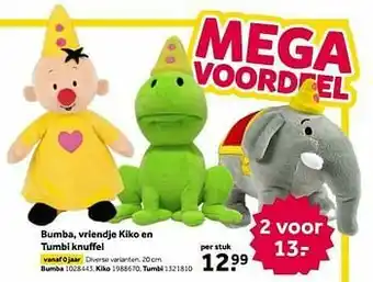 Bumba vriendje kiko en tumbi knuffel bumba