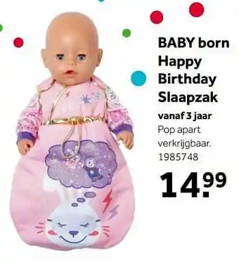 Intertoys Baby born happy birthday slaapzak aanbieding