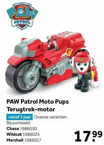 Intertoys Paw patrol moto pups terugtrek-motor chase aanbieding
